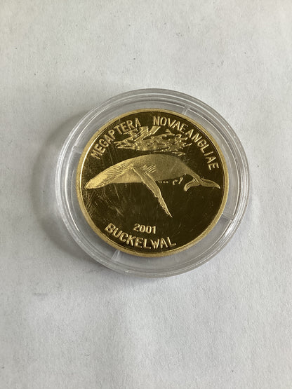 DPRK Buckelwal Whale 20 Won Coin Megaptera Novaeangliae Brass 2001