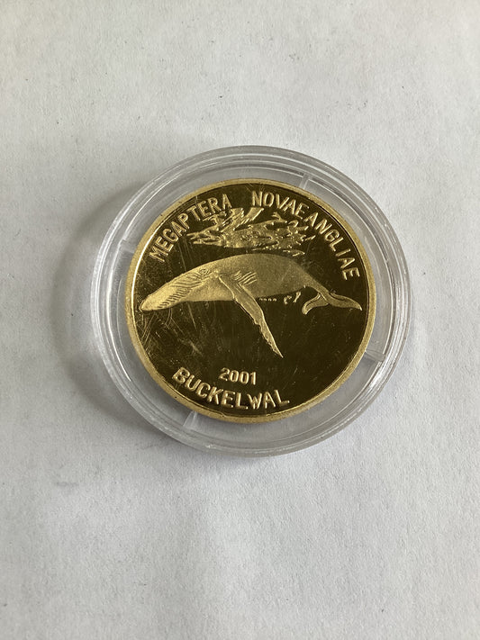DPRK Buckelwal Whale 20 Won Coin Megaptera Novaeangliae Brass 2001 - Pawn Man Store