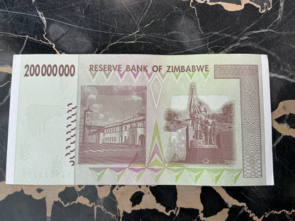 Zimbabwe Hyperinflation 200 Million Dollar Note