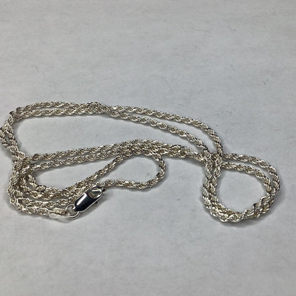Sterling Silver 24” Diamond Cut Rope Chain Necklace 2mm