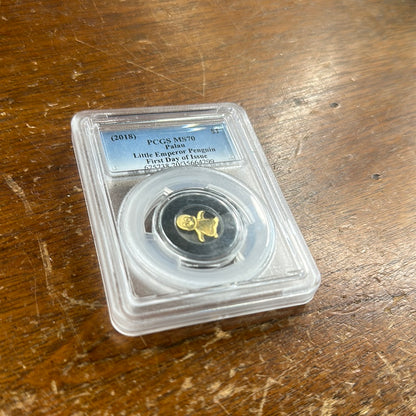 2018 PCGS PALAU Little Emperor Penguin First Day Issue MS70 1/2 gram .9999 Gold