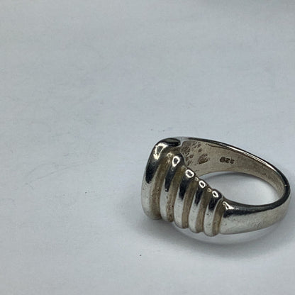 Sterling Silver 925 Domed Ribbed Ring