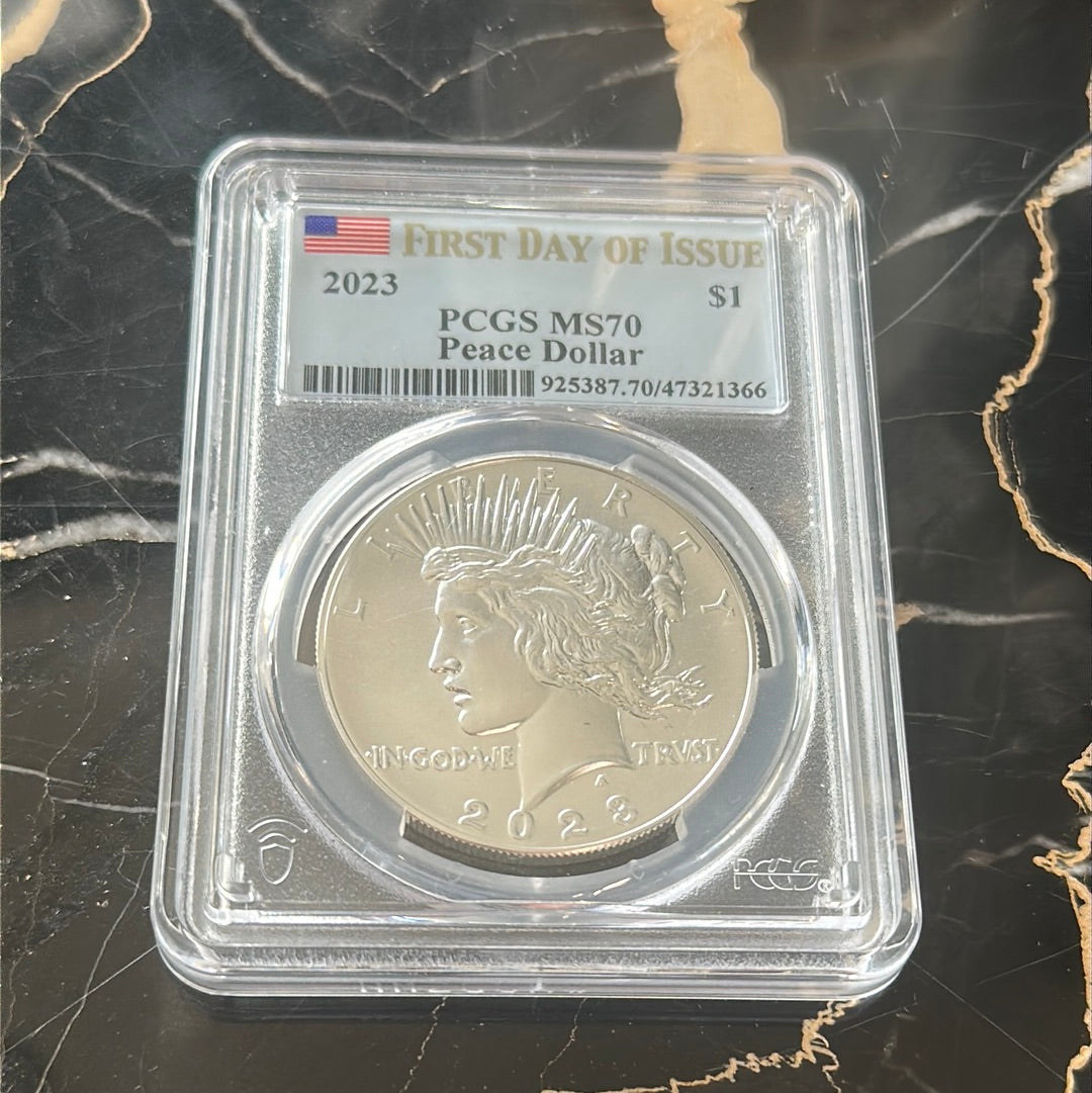 2023 PCGS FIRST DAY ISSUE MS70 Peace Dollar