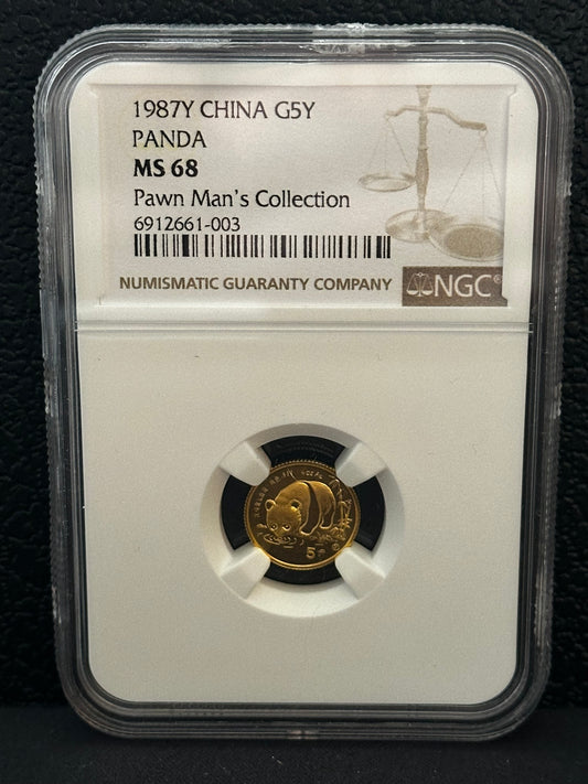 1987 NGC MS68 1/10 Oz Gold Panda