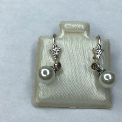 New Sterling Silver 925 Genuine Pearl Wire Drop Dangle Earrings