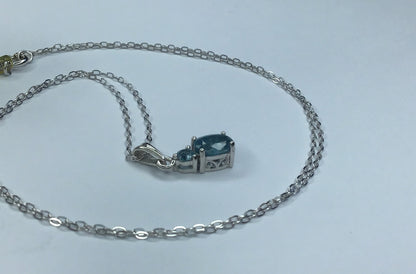 Sterling Silver 925 Blue Topaz Pendant with 925 20” Chain