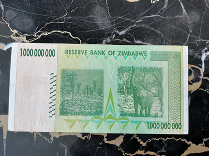 Zimbabwe Hyperinflation 1 Billion Dollar Note