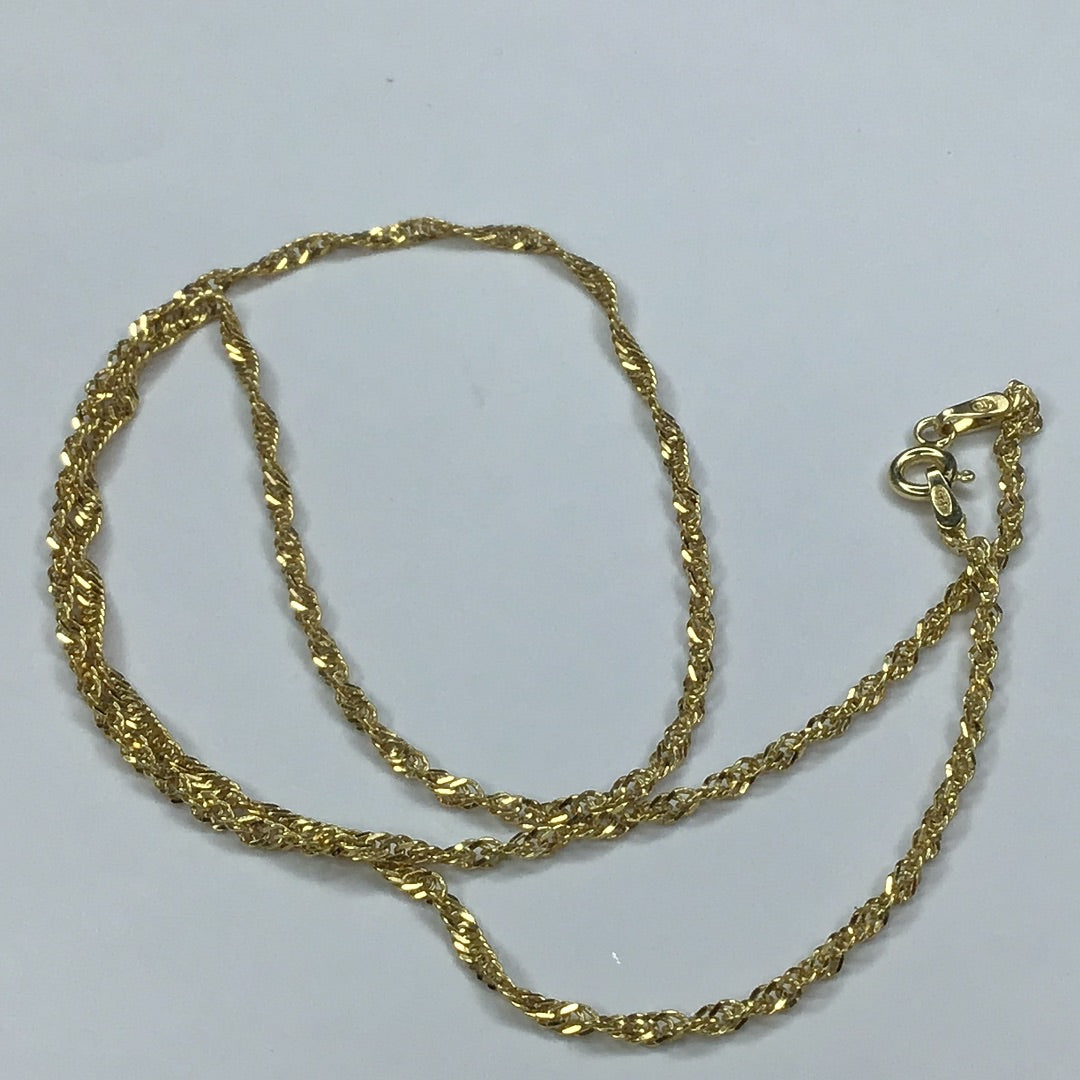 Yellow Gold Over Sterling Silver Twisted Link Style Chain Necklace 18” 925 Italy