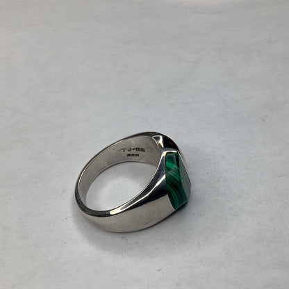 Sterling Silver Mexico Ring With Malachite Stone sz. 11.75