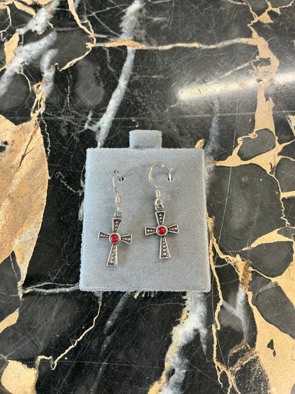 Sterling Silver Cross Earrings