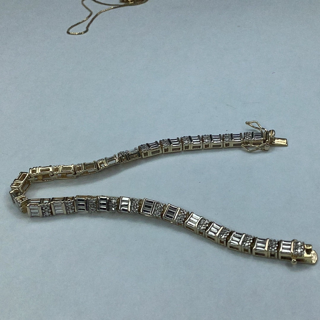 Sterling Silver 925 Gold Filled Section Link Bracelet 7.5”
