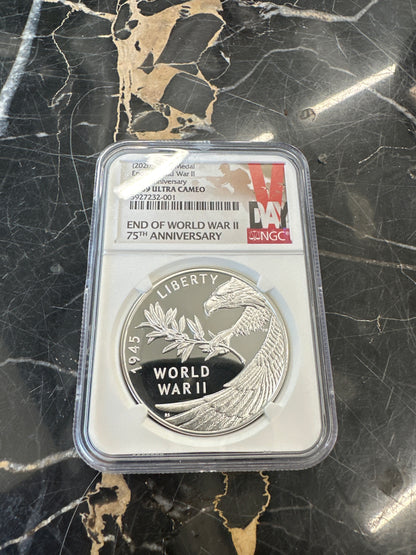 2020 End Of World War 2 US MINT .999 Silver Proof Medal NGC PR69 Ultra Cameo