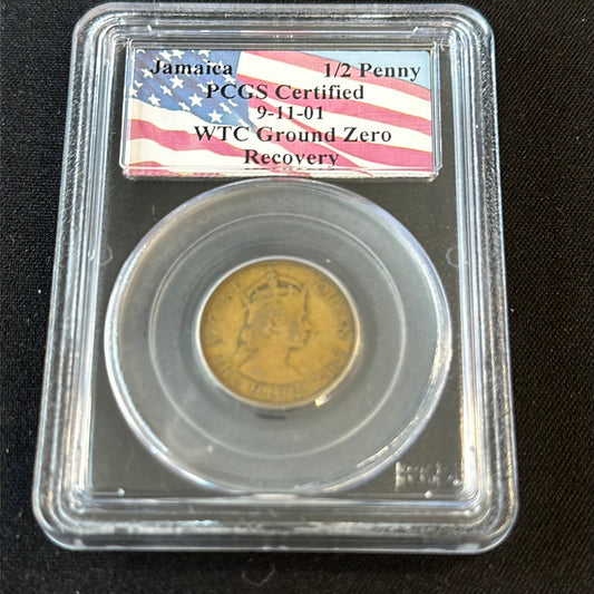 PCGS 9/11 World Trade Center Recovery Coin Jamaica Half Penny random dates