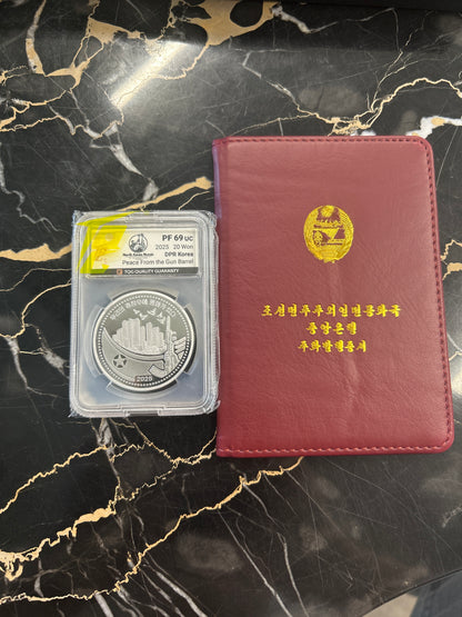 2025 DPRK 20 Won Peace From the Gun Barrel 31g .999 Silver with COA