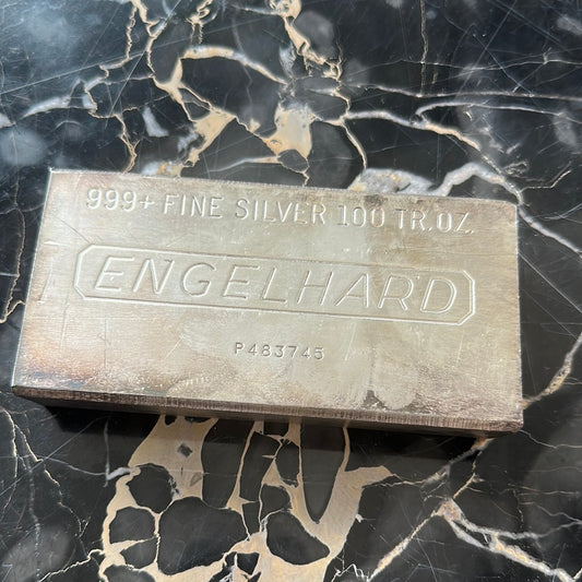 Vintage 100 oz .999 Silver Engelhard bar