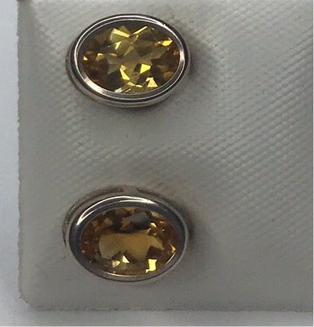 Sterling Silver 925 November Birthstone Citrine Stud Earrings