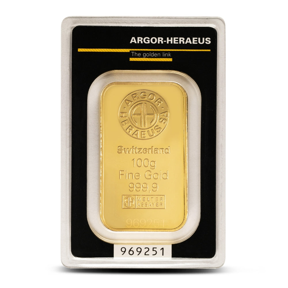 100 GRAM GOLD BAR ARGOR-HERAEUS