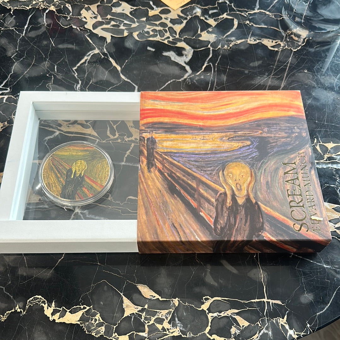 Edvard Munch “THE SCREAM” .999 2 oz Gilded Proof Like 500 Minted Republic of Ghana
