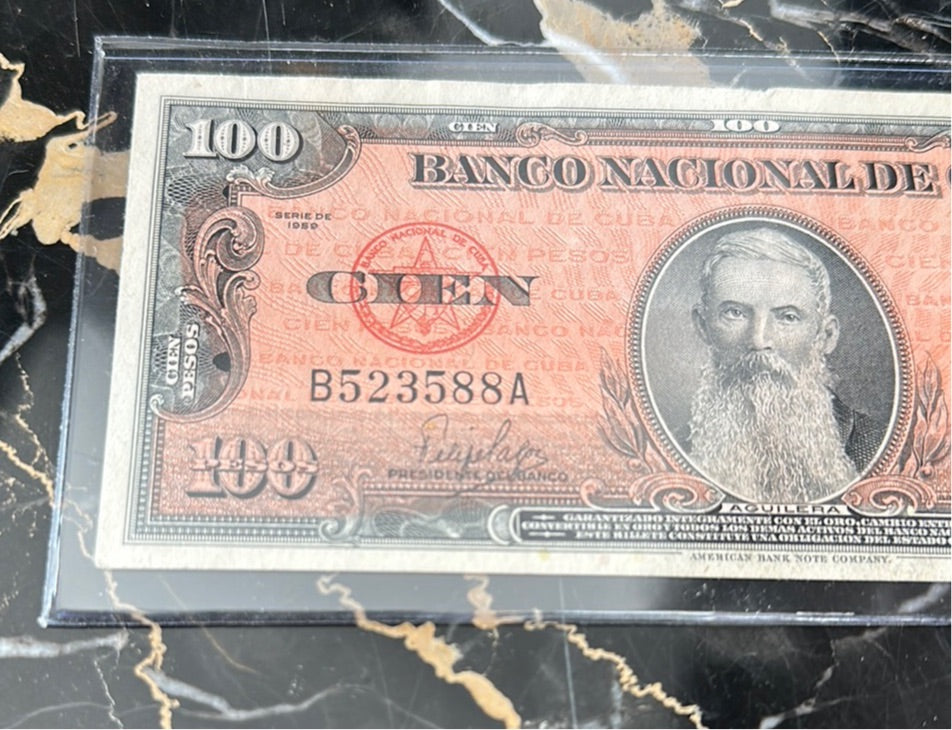Rare 1959 Cuba 100 Peso American Banknote Company