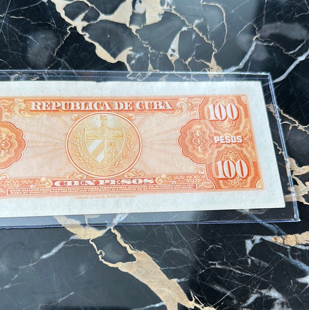 Rare 1959 Cuba 100 Peso American Banknote Company