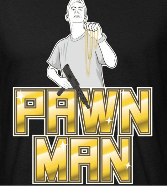 PAWN MAN Men’s T Shirt Design 1 w gun - Pawn Man Store