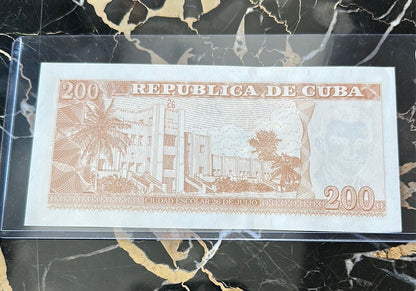 2022 Uncirculated Cuban 200 Peso Note Frank Pisa